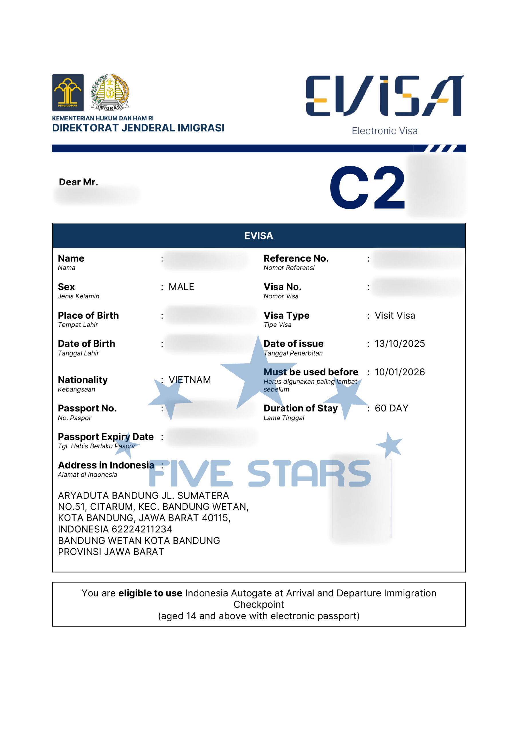 FIVESTARS - VISA IN OUT - INDO_EVISA 2